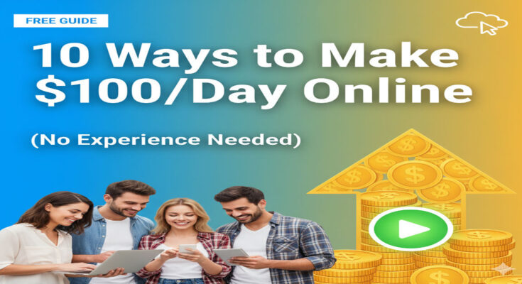 Freelancer working online making $100 a day from laptop