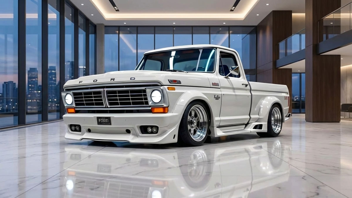 2026 Ford F-100 retro styled pickup truck front view