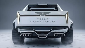 Angular 2026 Tesla Cybertruck highlighting electric utility and bold futuristic styling