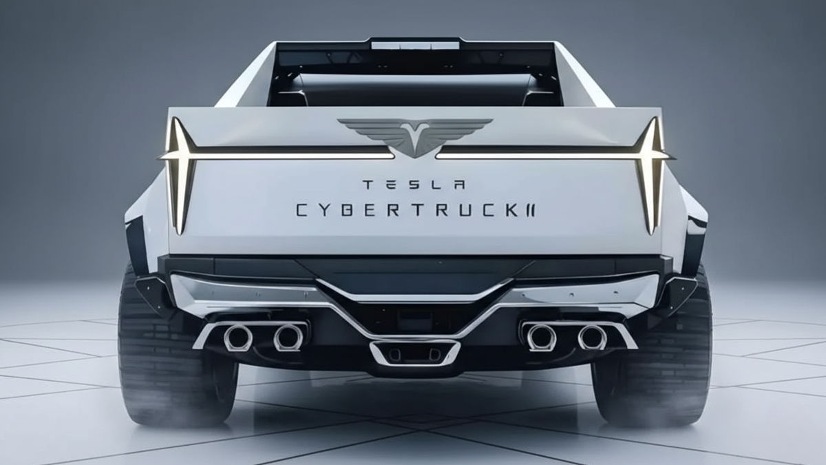 Angular 2026 Tesla Cybertruck highlighting electric utility and bold futuristic styling
