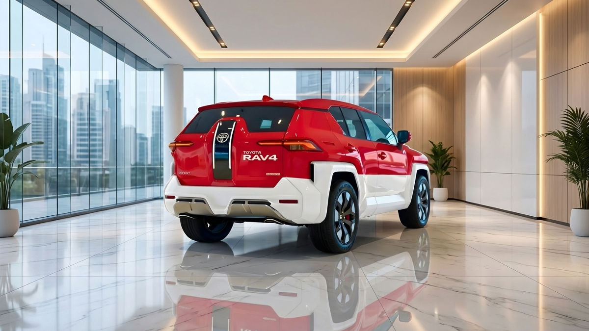 Front view of 2026 Toyota RAV4 Hybrid showcasing modern design and AWD